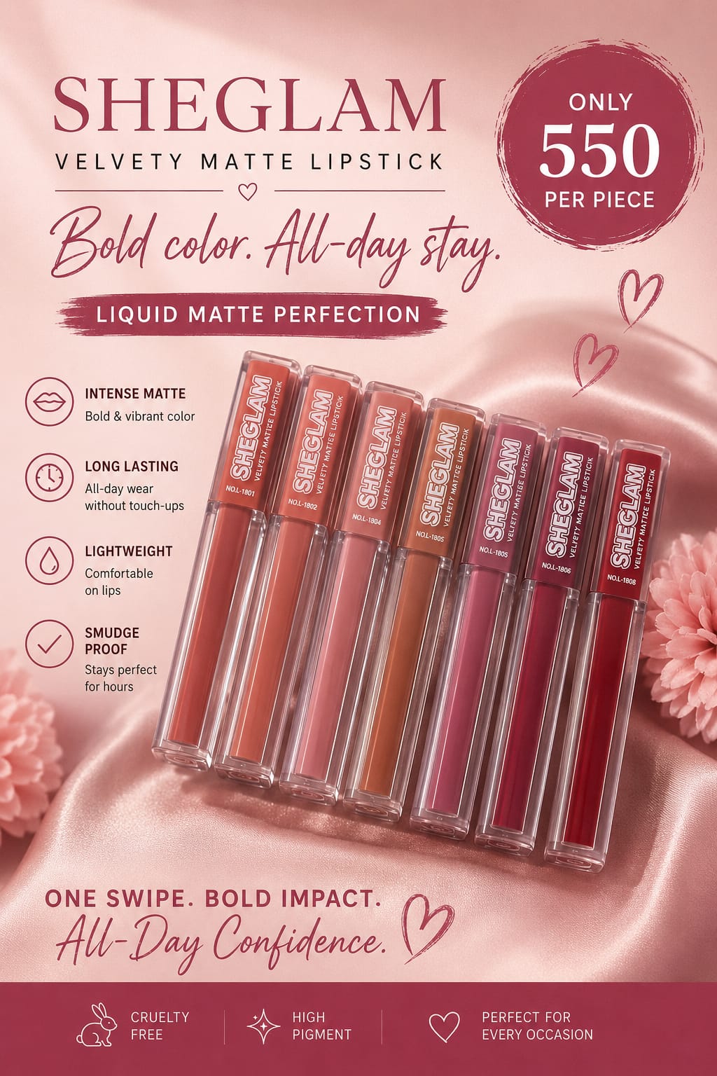 Sheglam Velvety Matte Lipstick